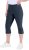 Ulla Popken Bengaline Elastic Waist Stretch Capri Pants Navy Blue - Farkut & Housut Isoissa Koissa – Plus Size - 