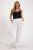 Ulla Popken Drawstring Elastic Waist Mary Fit Linen Pants Snow White - Naisten farkut ja housut isot koot - 