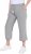 Ulla Popken Cool Linen Elastic Waist Capri Pants Light Grey Melange - Naisten farkut ja housut isot koot - 