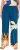Ulla Popken Abstract Landscape Elastic Waist Palazzo Pants Blue - Naisten farkut ja housut isot koot - 