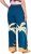Ulla Popken Abstract Landscape Elastic Waist Palazzo Pants Blue - Naisten farkut ja housut isot koot - 