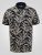 D555 Palmer Leaf Printed Jacquard Collar & Cuff Chest Pocket Polo Black - Pikeepaidat - Miesten isot pikeepaidat