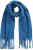 Ulla Popken Trendy Boucle Yarn Fringe Knit Scarf Teal Blue - Asusteet - 