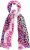 Ulla Popken Rainbow Leopard Print Scarf Pink - Naisten asusteet isot koot - 