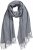 Ulla Popken Ribbed Knit Fringed Hem Scarf Grey Melange - Asusteet - 