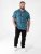 D555 Hawkins Printed Cuban Collar Resort Short Sleeve Shirt Teal - Kauluspaidat - Miesten isot kauluspaidat 2XL – 8XL