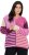 Ulla Popken Patchwork Striped Long Sleeve V-Neck Sweater Raspberry - Naisten hupparit ja collegepaidat isot koot - 