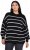 Ulla Popken Oversized Striped Balloon Sleeve Sweater Black - Hupparit ja collegepaidat - 