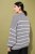 Ulla Popken Oversized Striped Balloon Sleeve Sweater Grey Melange - Naisten hupparit ja collegepaidat isot koot - 