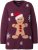 Ulla Popken Gingerbread Man Christmas Sweater Dark Wine Red - Naisten hupparit ja collegepaidat isot koot - 