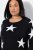Ulla Popken Glitter Stars Soft Knit Sweater Black - Naisten hupparit ja collegepaidat isot koot - Mukavat collegepaidat, huput ja neuleet