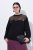 Ulla Popken Tulle Panel Sweatshirt Black - Naisten hupparit ja collegepaidat isot koot - Mukavat collegepaidat, huput ja neuleet