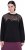 Ulla Popken Tulle Panel Sweatshirt Black - Naisten hupparit ja collegepaidat isot koot - 