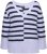 Ulla Popken Split Stripe Long Sleeve V-Neck Sweater Blue Grey - Naisten hupparit ja collegepaidat isot koot - 