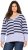 Ulla Popken Split Stripe Long Sleeve V-Neck Sweater Blue Grey - Naisten hupparit ja collegepaidat isot koot - 