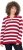 Ulla Popken Striped Polo Collar Long Sleeve Sweater Ruby Red - Naisten hupparit ja collegepaidat isot koot - 