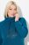 Ulla Popken Rhinestone Snowflake Turtleneck Sweatshirt Teal - Naisten hupparit ja collegepaidat isot koot - Mukavat collegepaidat, huput ja neuleet