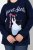 Ulla Popken Christmas Motif Classic Fit Sweater Navy - Naisten hupparit ja collegepaidat isot koot - Mukavat collegepaidat, huput ja neuleet