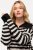 Ulla Popken Striped Troyer Collar Sweater Black - Naisten hupparit ja collegepaidat isot koot - Mukavat collegepaidat, huput ja neuleet