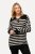 Ulla Popken Striped Troyer Collar Sweater Black - Naisten hupparit ja collegepaidat isot koot - Mukavat collegepaidat, huput ja neuleet