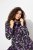 Ulla Popken Floral Stand-Up Collar Flounce Panel Sweatshirt Black - Naisten hupparit ja collegepaidat isot koot - Mukavat collegepaidat, huput ja neuleet