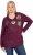 Ulla Popken Metallic Print Extra Soft Christmas Sweatshirt Dark Wine Red - Naisten hupparit ja collegepaidat isot koot - 