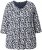 Ulla Popken Floral 3/4 Sleeve V-Neck A-Line Tee Navy - T-paidat - 