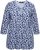 Ulla Popken Floral 3/4 Sleeve V-Neck A-Line Tee Blue - T-paidat - 