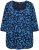Ulla Popken Scribble Print Square Neck 3/4 Sleeve Tee Navy - Painetut T-paidat naisille - 