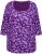 Ulla Popken Scribble Print Square Neck 3/4 Sleeve Tee Violet - Painetut T-paidat naisille - 