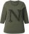 Ulla Popken Textured Lettering 3/4 Sleeve Tee Olive - Painetut T-paidat naisille - 
