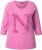 Ulla Popken Textured Lettering 3/4 Sleeve Tee Pink - Painetut T-paidat naisille - 