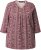 Ulla Popken Mixed Pattern Stripe 3/4 Sleeve Tee Dark Cherry Red - T-paidat - 