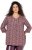 Ulla Popken Mixed Pattern Stripe 3/4 Sleeve Tee Dark Cherry Red - T-paidat - 