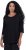 Ulla Popken Flower Epaulet 3/4 Sleeve Top Black - Painetut T-paidat naisille - 