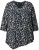 Ulla Popken Ribbon Print 3/4 Sleeve Asymmetric Tee Black - Painetut T-paidat naisille - 