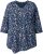 Ulla Popken Ribbon Print 3/4 Sleeve Asymmetric Tee Navy - Painetut T-paidat naisille - 
