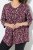 Ulla Popken Ribbon Print 3/4 Sleeve Asymmetric Tee Plum - Painetut T-paidat naisille - Printti-t-paidat naisille