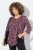 Ulla Popken Ribbon Print 3/4 Sleeve Asymmetric Tee Plum - Painetut T-paidat naisille - Printti-t-paidat naisille