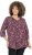 Ulla Popken Ribbon Print 3/4 Sleeve Asymmetric Tee Plum - Painetut T-paidat naisille - 
