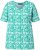 Ulla Popken Coral Reef Printed Short Sleeve V-Neck Tee Emerald - Painetut T-paidat naisille - 