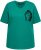 Ulla Popken Embroidered Face Motif Short Sleeve V-Neck Tee Emerald Green - Painetut T-paidat naisille - 