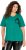 Ulla Popken Embroidered Face Motif Short Sleeve V-Neck Tee Emerald Green - Painetut T-paidat naisille - 