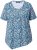 Ulla Popken Floral Pointed Hem Short Sleeve Tee Deep Aqua - Painetut T-paidat naisille - 