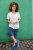 Ulla Popken Embroidered Sunrise Lettering Tee Off-White - Painetut T-paidat naisille - 