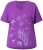 Ulla Popken Marine Print Short Sleeve Tee Purple - Painetut T-paidat naisille - 