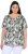 Ulla Popken Feather Print Short Sleeve V-Neck Tee Olive Grey - Painetut T-paidat naisille - 