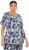 Ulla Popken Feather Print Short Sleeve V-Neck Tee Ink Blue - Painetut T-paidat naisille - 