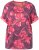 Ulla Popken Quick Drying Flower Print Short Sleeve Tee Dark Cherry - Painetut T-paidat naisille - 