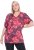 Ulla Popken Quick Drying Flower Print Short Sleeve Tee Dark Cherry - Painetut T-paidat naisille - 